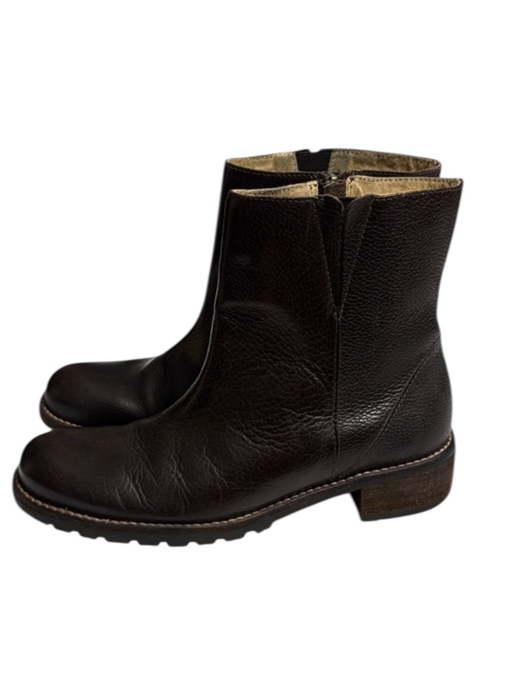 Women's Dark Brown Leather Ankle Boots - Classic Zip Chelsea Style